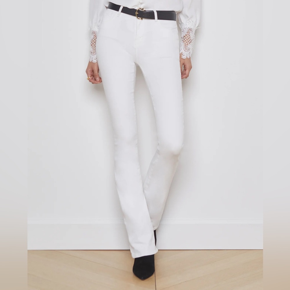 Helmut Lang Straight Boot Cut Mid Rise Jean White 24 - Picture 3 of 14